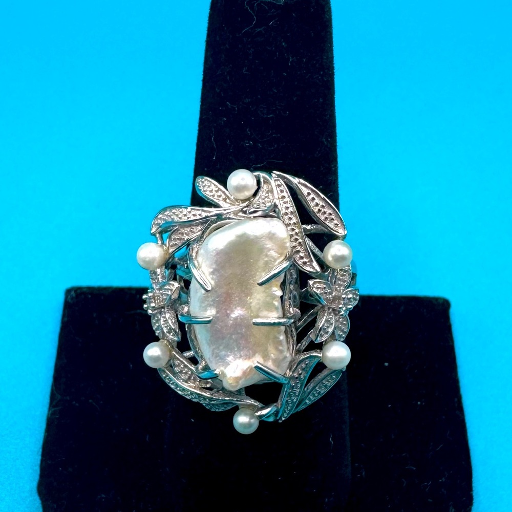Harold Trujillo Mother of Pearl Statement Cocktail Ring